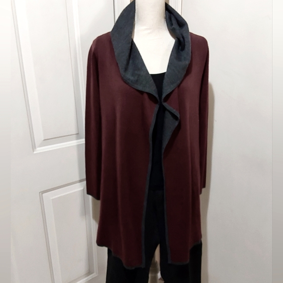 🌺 Like New BNCI Blanc Noir Open Front Sweater Jacket - Picture 2 of 13